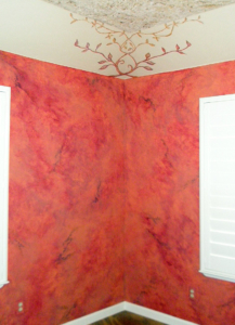 Faux and Artwork on Ceiling.