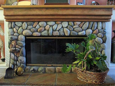 Fauxing on Living Room Fireplace and Mantel.