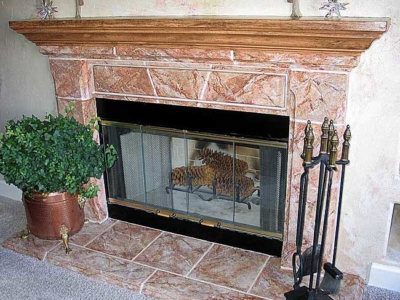 Fauxing on Living Room Fireplace and Mantel.