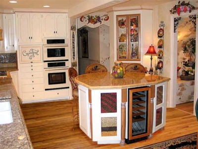 View 2: Custom Cuisinart Cupboard, Built-In Spice Rack and hutch, Wine Nook.