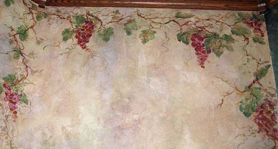 "THE LOOK OF TUSCANY" – Faux Finished Wall w/ Grape Mural.