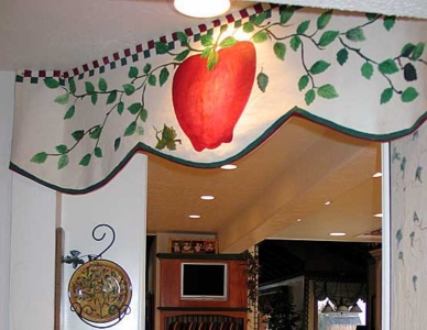 Custom Hand-Painted Kitchen Valance Mural.