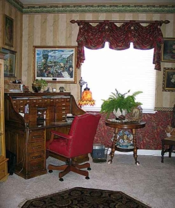 Wallpaper with Architectural Border, Custom Valance.