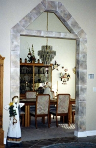 Faux Finished Walls, Muraled Brick Design around Doorways.